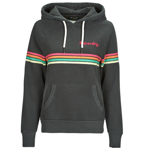 Vêtements Femme Sweats Superdry RAINBOW STRIPE LOGO HOODIE Noir / Multicolore