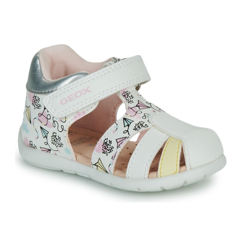 Chaussures Fille Sandales et Nu-pieds Geox B ELTHAN GIRL Blanc / Rose / Jaune