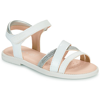 Chaussures Fille Sandales et Nu-pieds Geox J SANDAL KARLY GIRL Blanc / Argenté