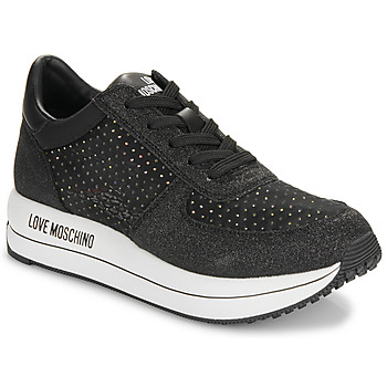 Chaussures Femme Baskets basses Love Moschino STRASS MESH & GLITTER Noir