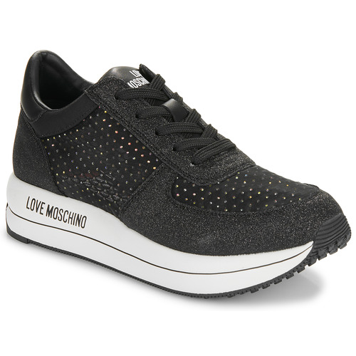 Chaussures Femme Baskets basses Love Moschino STRASS MESH & GLITTER Noir