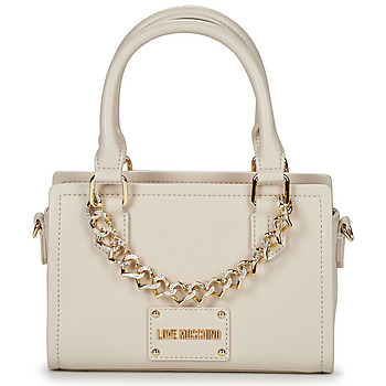 Sacs Femme Sacs porté main Love Moschino STRASS HEART CHAIN Beige