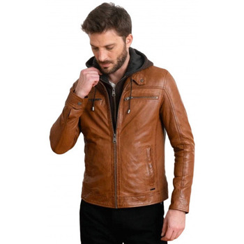 Vêtements Homme Vestes Cityzen Veste en cuir Homme Camel Philadelphia Marron