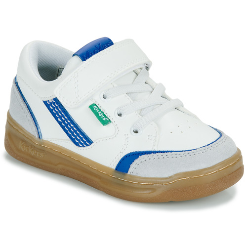 Chaussures Garçon Baskets basses Kickers KOUIC Blanc / Gris / Bleu