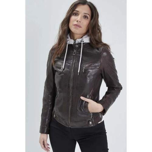 Vêtements Femme Vestes en cuir / synthétiques Rose Garden SILENE HOOD SHEEP AOSTA REDDISH BROWN Marron