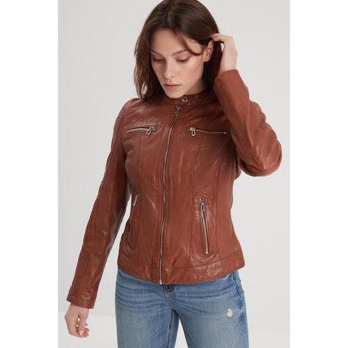 Vêtements Femme Vestes en cuir / synthétiques Rose Garden JOLYA LAMB VITA COGNAC Marron