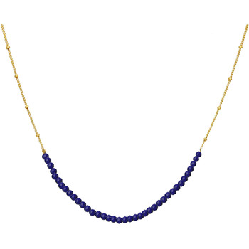 Montres & Bijoux Femme Colliers / Sautoirs Orusbijoux Collier Chaîne Argent Doré Avec Pierres Lapis Doré