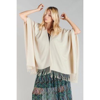 Accessoires textile Femme Echarpes / Etoles / Foulards Le Temps des Cerises Poncho pili beige crème Blanc