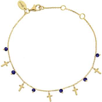 Montres & Bijoux Femme Bracelets Orusbijoux Bracelet Argent Doré Motif Croix Et Pierres Lapis Doré