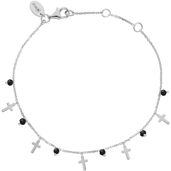 Montres & Bijoux Femme Bracelets Orusbijoux Bracelet Argent Rhodié Motif Croix Et Pierres Spinelle Argenté