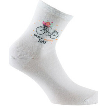 Sous-vêtements Femme Chaussettes Kindy Socquettes en coton motif vélo MADE IN FRANCE Blanc