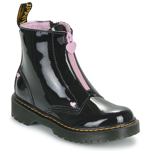 Chaussures Fille Boots Dr. Martens Bex Heart Zip Boot J Black Patent Lamper Noir