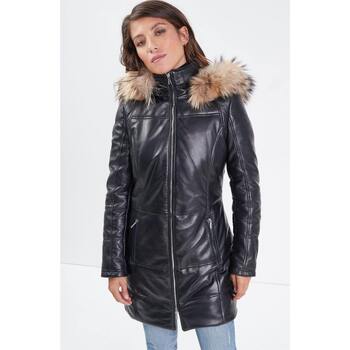 Vêtements Femme Vestes en cuir / synthétiques Rose Garden ANOUK HOOD LAMB ORION BLACK Noir