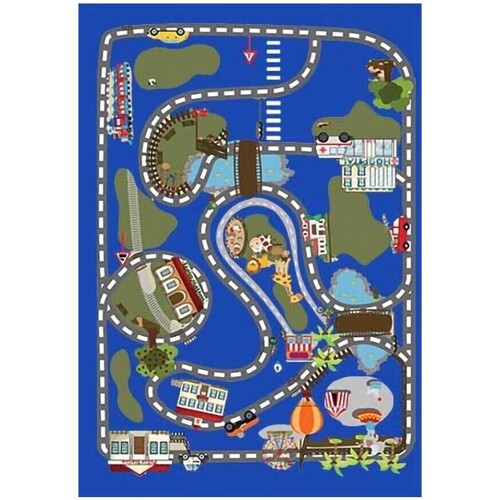 Maison & Déco Enfant Tapis Mani Textile Tapis Enfant Circuit de Voiture Bleu