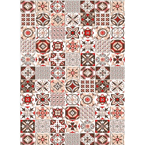 Maison & Déco Tapis Mani Textile Tapis de Cuisine Carreaux de Ciment Orange