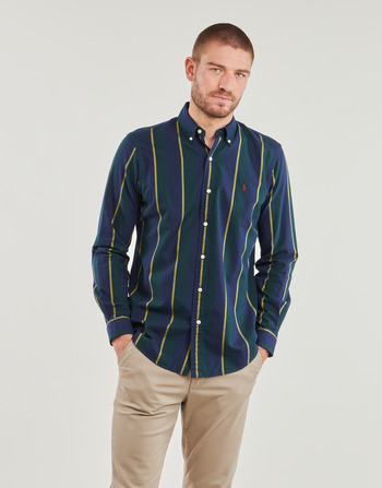 Vêtements Homme Chemises manches longues Polo Ralph Lauren CHEMISE COUPE DROITE  EN OXFORD LEGER Tartan Bleu Vert / Navy Green Multi