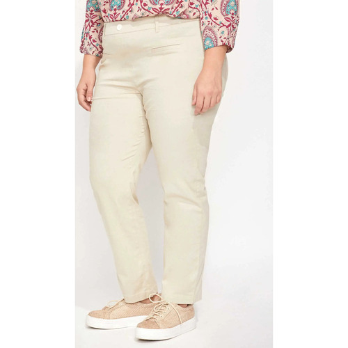 Vêtements Femme Pantalons La Fiancee Du Mekong Pantalon cigarette taille elastiquée coton NIMANE Beige