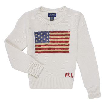 Vêtements Fille Pulls Polo Ralph Lauren AMERICAN SWT-TOPS-SWEATER Blanc Cassé