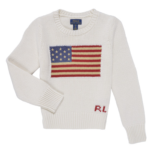 Vêtements Fille Pulls Polo Ralph Lauren AMERICAN SWT-TOPS-SWEATER Blanc Cassé