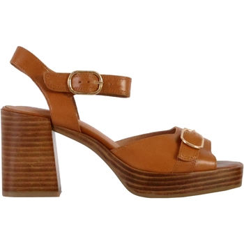 Chaussures Femme Sandales et Nu-pieds Emilie Karston Sandale à Talon Cuir Rose Marron