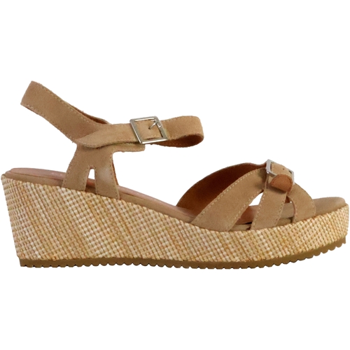 Chaussures Femme Sandales et Nu-pieds Emilie Karston Sandale Compensée Cuir Esabel Beige