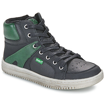 Chaussures Garçon Baskets montantes Kickers LOWELL Noir / Vert