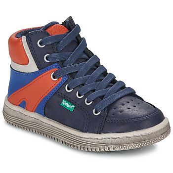 Chaussures Garçon Baskets montantes Kickers LOWELL Marine / Bleu / Rouge