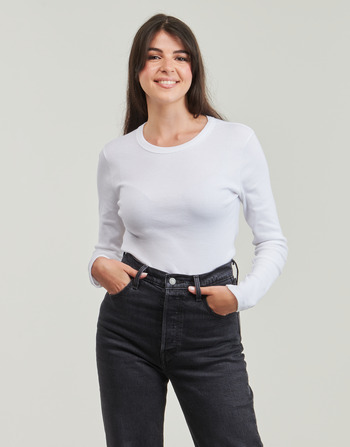 Vêtements Femme T-shirts manches longues Petit Bateau ML COL ROND Blanc