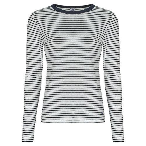 Vêtements Femme T-shirts manches longues Petit Bateau ML COL ROND Marine / Blanc