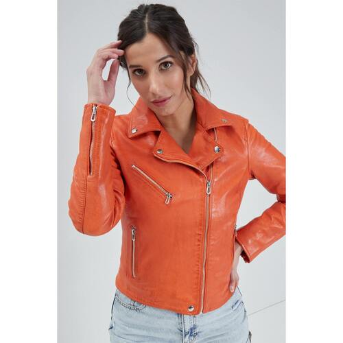Vêtements Femme Vestes en cuir / synthétiques Rose Garden OLYMPE LAMB VITA ORANGE Orange