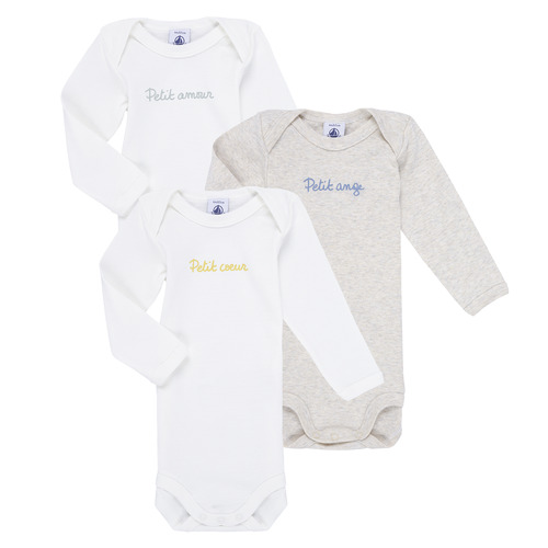 Vêtements Enfant Pyjamas / Chemises de nuit Petit Bateau BODY US ML MESSAGES PACK X3 Blanc / Beige