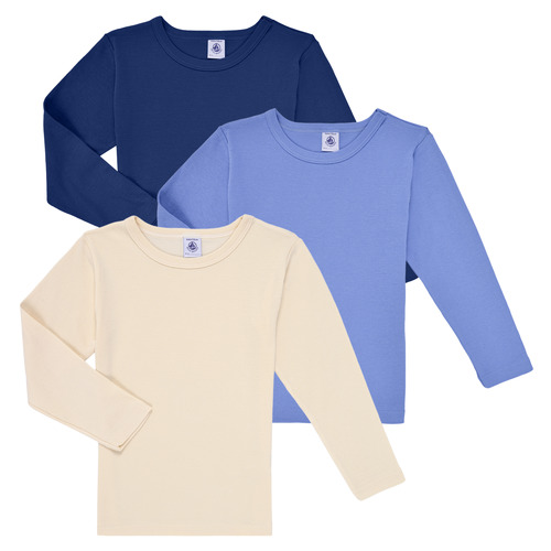 Vêtements Garçon T-shirts manches longues Petit Bateau LOT MANCHES LONGUES X3 Marine