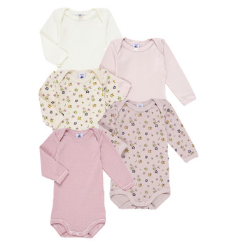 Vêtements Fille Pyjamas / Chemises de nuit Petit Bateau BODY US ML ROSAMINI PACK X5 Rose