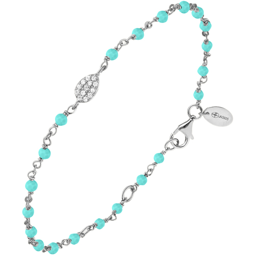 Montres & Bijoux Femme Bracelets Orusbijoux Bracelet Argent Rhodié Goutte Serti Blanc Pierres Amazonite Argenté