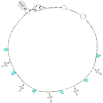 Montres & Bijoux Femme Bracelets Orusbijoux Bracelet Argent Rhodié Motif Croix Et Pierres Amazonite Argenté