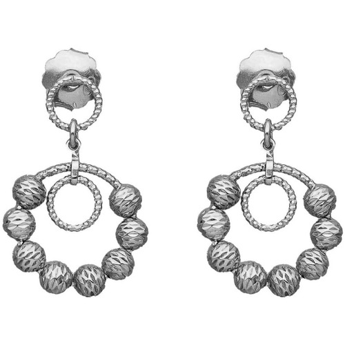 Montres & Bijoux Femme Boucles d'oreilles Orusbijoux Boucles D'oreilles Argent Rhodié Doubles Chaînes Cercle Argenté