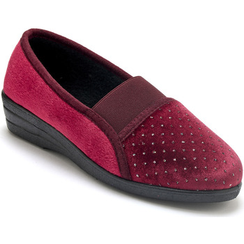 Chaussures Femme Chaussons Pediconfort Pantoufles molletonnées velours Rouge