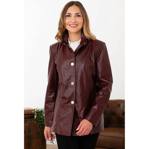 Vêtements Femme Vestes en cuir / synthétiques Cityzen ELISABETH AGNEAU PERLE BORDEAUX Rouge