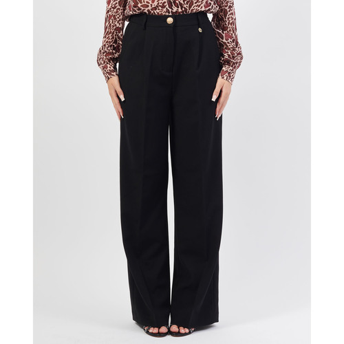 Vêtements Femme Pantalons Yes Zee Pantalon chino noir avec élastique Noir