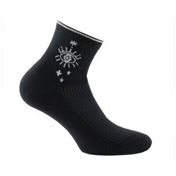 Sous-vêtements Femme Chaussettes Kindy Socquettes en coton motif Oeil placé MADE IN FRANCE Noir