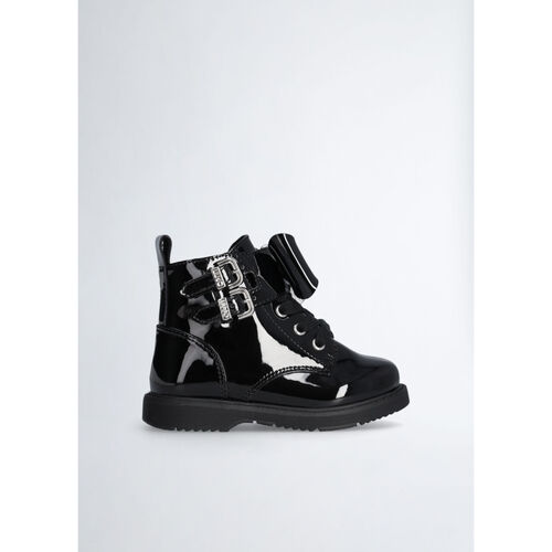 Chaussures Fille Bottines Liu Jo Rangers en vernis avec nœud Noir