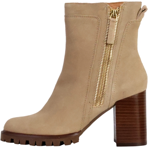 Chaussures Femme Boots Emilie Karston Bottines à Talon Cuir Silene Beige