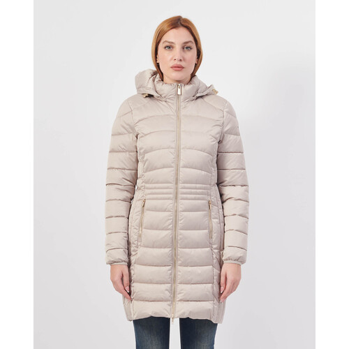 Vêtements Femme Blousons Yes Zee veste longue matelassée à capuche Beige