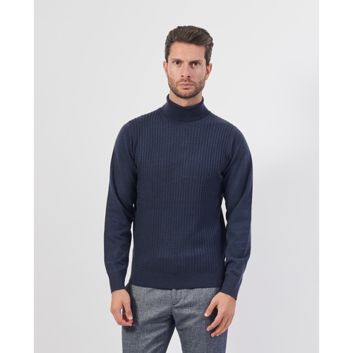 Vêtements Homme Pulls Yes Zee Pull à col roulé  en laine mélangée Bleu