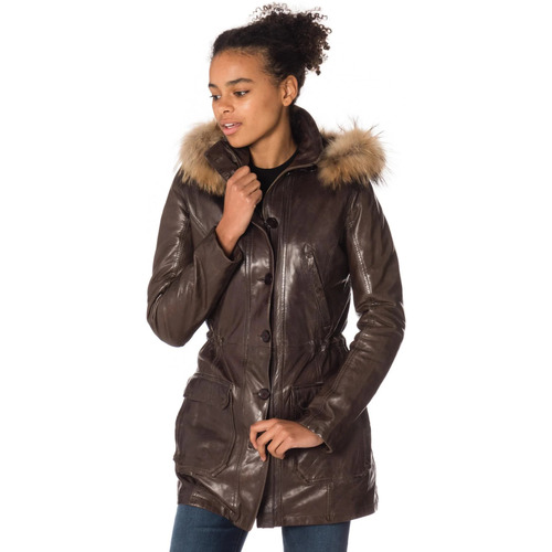 Vêtements Femme Vestes en cuir / synthétiques Rose Garden SHERYL FUR SHEEP AOSTA R/BROWN Marron