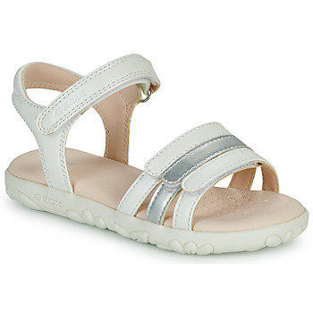 Boty Dívčí Sandály Geox J SANDAL HAITI GIRL Bílá / Stříbrná       