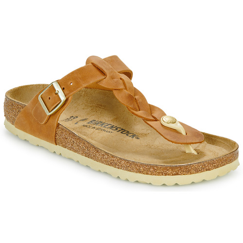 Boty Ženy Žabky Birkenstock Gizeh Braided LEOI Cognac Zlatohnědá