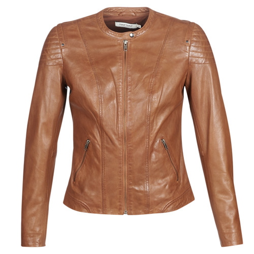 Kleidung Damen Lederjacken / Kunstlederjacken Naf Naf CLIM Cognac