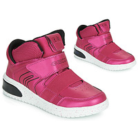 Schuhe Mädchen Sneaker High Geox J XLED GIRL Rosa / Fuchsienrot / Schwarz /  led