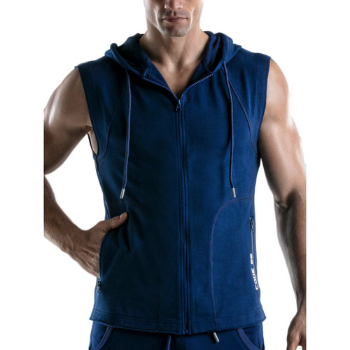 Kleidung Herren Trainingsjacken Code 22 Force Kapuzenjacke ohne Ärmel Code22 Blau